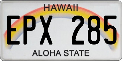 HI license plate EPX285