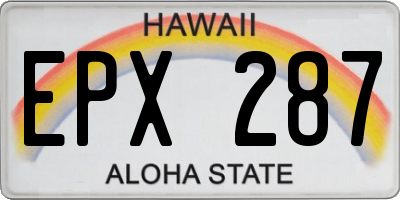 HI license plate EPX287