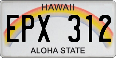 HI license plate EPX312