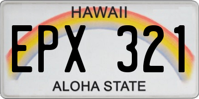 HI license plate EPX321