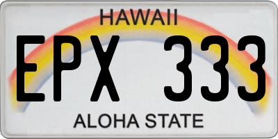 HI license plate EPX333