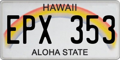 HI license plate EPX353
