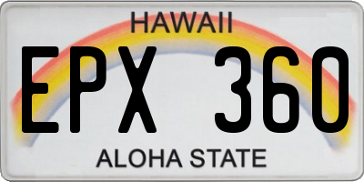 HI license plate EPX360