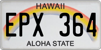 HI license plate EPX364