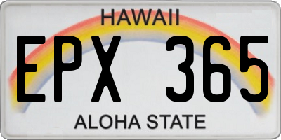HI license plate EPX365