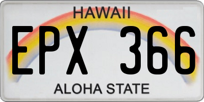 HI license plate EPX366