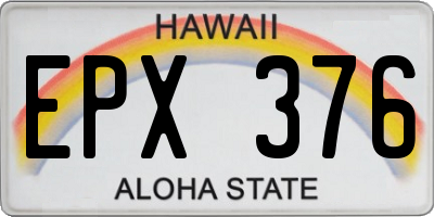 HI license plate EPX376