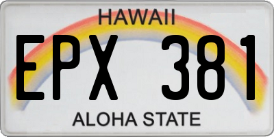 HI license plate EPX381