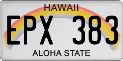 HI license plate EPX383