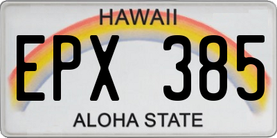 HI license plate EPX385