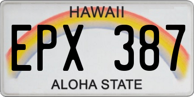 HI license plate EPX387