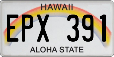 HI license plate EPX391