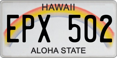 HI license plate EPX502