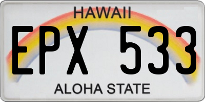 HI license plate EPX533