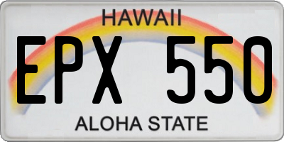 HI license plate EPX550
