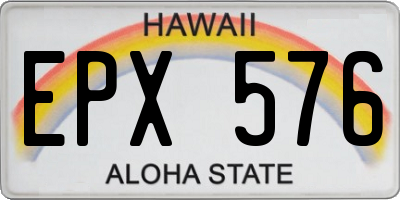 HI license plate EPX576