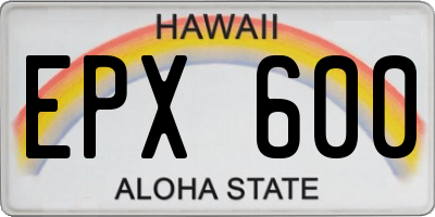 HI license plate EPX600