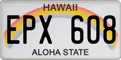 HI license plate EPX608