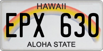 HI license plate EPX630