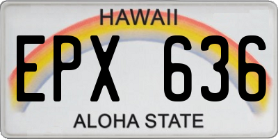 HI license plate EPX636