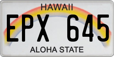 HI license plate EPX645