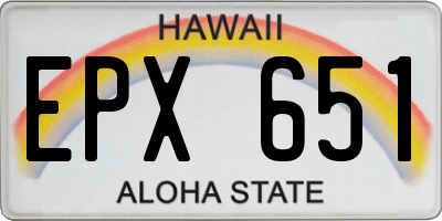 HI license plate EPX651