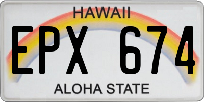 HI license plate EPX674