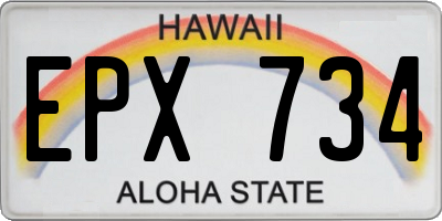 HI license plate EPX734