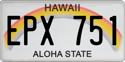 HI license plate EPX751