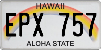 HI license plate EPX757
