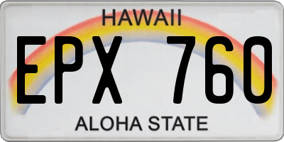 HI license plate EPX760