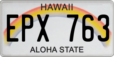 HI license plate EPX763
