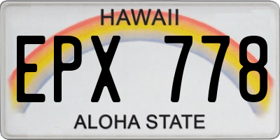 HI license plate EPX778