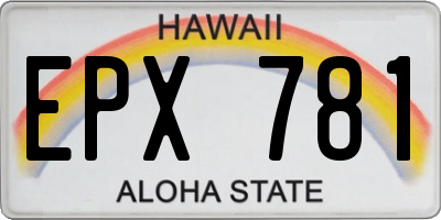HI license plate EPX781