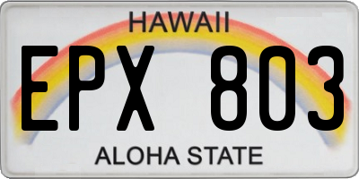HI license plate EPX803