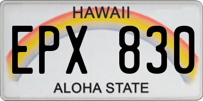 HI license plate EPX830