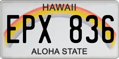 HI license plate EPX836