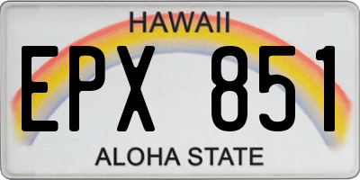 HI license plate EPX851