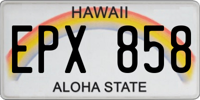 HI license plate EPX858