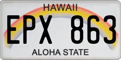 HI license plate EPX863