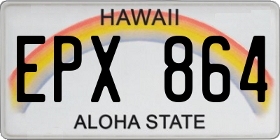 HI license plate EPX864