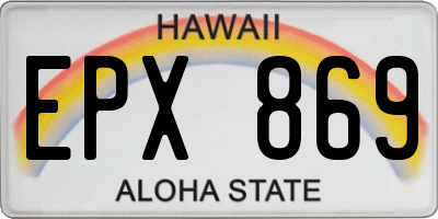 HI license plate EPX869