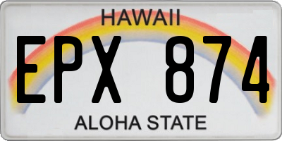 HI license plate EPX874