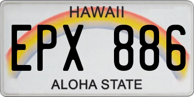 HI license plate EPX886