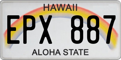 HI license plate EPX887