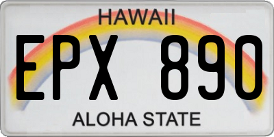 HI license plate EPX890