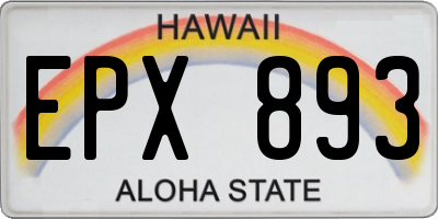 HI license plate EPX893