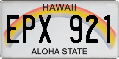 HI license plate EPX921
