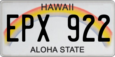 HI license plate EPX922