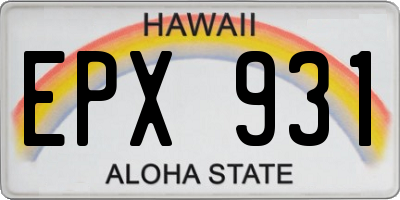 HI license plate EPX931